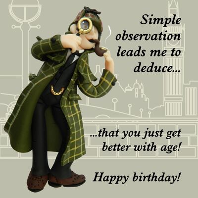 Tarjeta de cumpleaños histórica de Simple Observation Sherlock