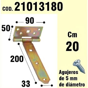 Charnière Bichrome Support En Bois 200 mm.