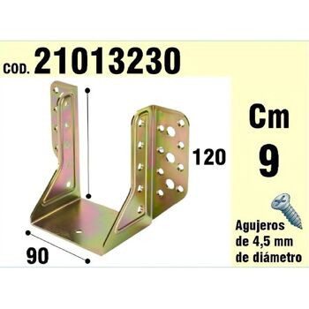 Support en bois pour ailes extérieures dichromaté 90 mm.