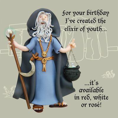 Elixir of Youth Druid historical birthday card