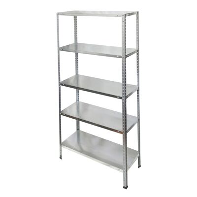 Galvanized Steel Shelving with 5 Shelves 150x75x30 cm.  Adjustable shelves.  Maximum weight 150 Kg.