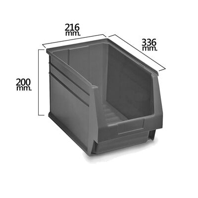 Cassetto portaoggetti grigio impilabile nº55 336x216x200 mm.  (3/6)