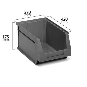 Tiroir de rangement gris empilable nº56 420x270x175 mm.  (4/6)