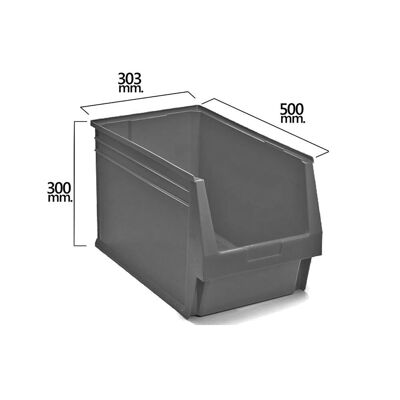 Tiroir de rangement gris empilable nº59 500x303x300 mm. (5/6)