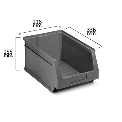 Cassetto portaoggetti grigio impilabile nº54 336x216x155 mm. (6/6)