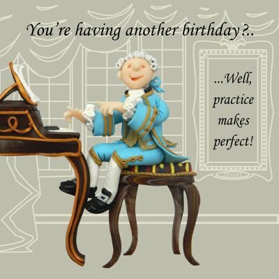 La práctica hace perfecta tarjeta de cumpleaños histórica