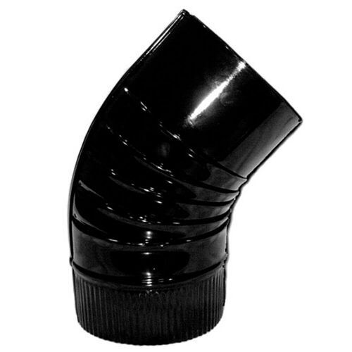 Codo Estufa Color Negro Vitrificado de  175 mm. 45Â°.