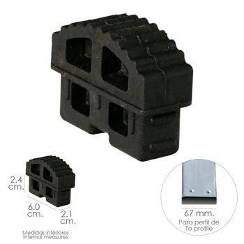 Extrémité d'échelle télescopique profil 67 mm. Sections intérieures. Version 2019