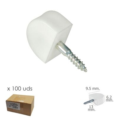 Petit support d'étagère à vis blanc (boîte de 100 unités)