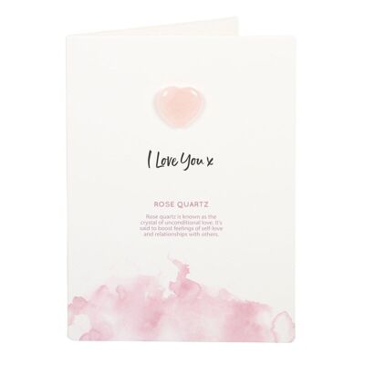 Je t'aime coeur en cristal de quartz rose Carte de vœux