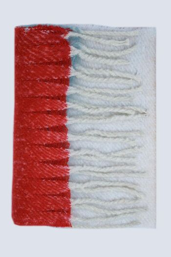 Écharpe épaisse rayée en rouge blanc et bleu 1