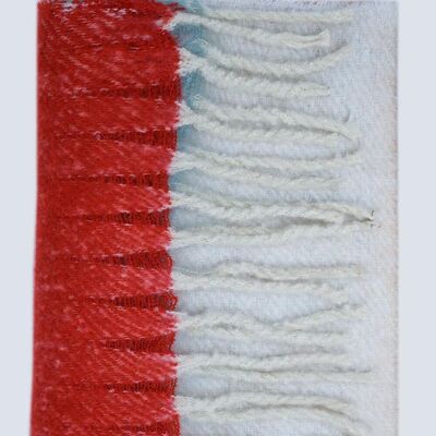 Bufanda gruesa a rayas en rojo, blanco y azul