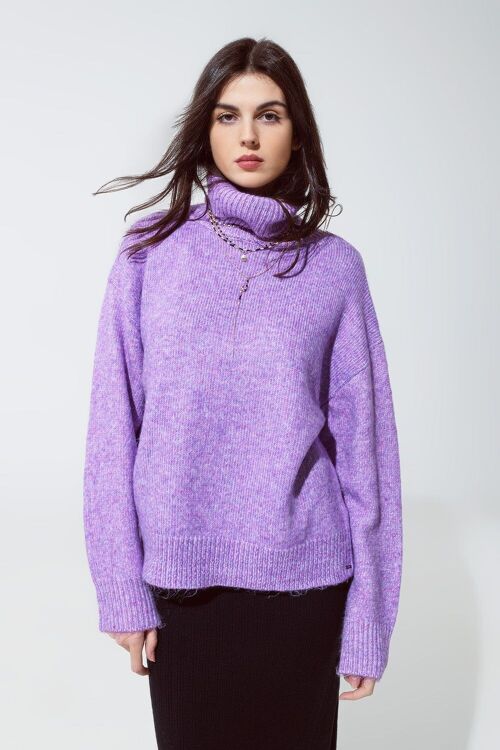 Sweater in purple with a turtleneck