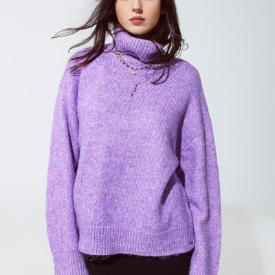 Sweater in purple with a turtleneck