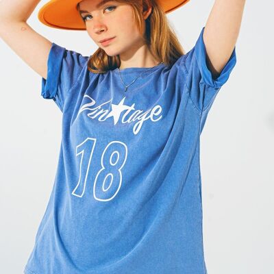 T-shirt avec texte Vintage 18 en bleu