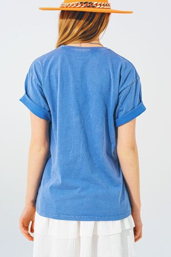 T-shirt avec texte Vintage 18 en bleu 2