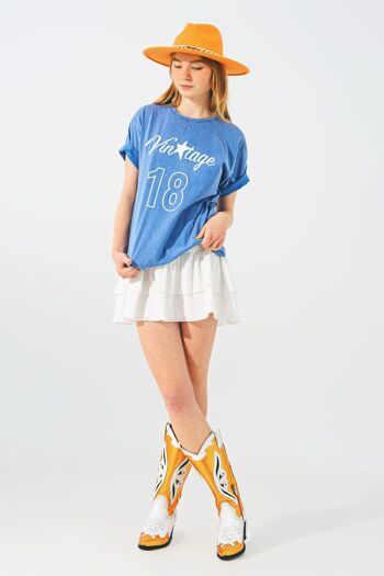 T-shirt avec texte Vintage 18 en bleu 3
