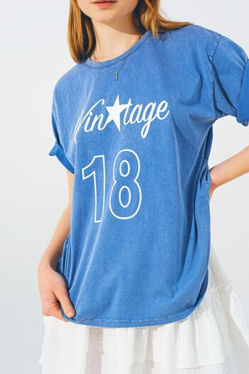 T-shirt avec texte Vintage 18 en bleu 4