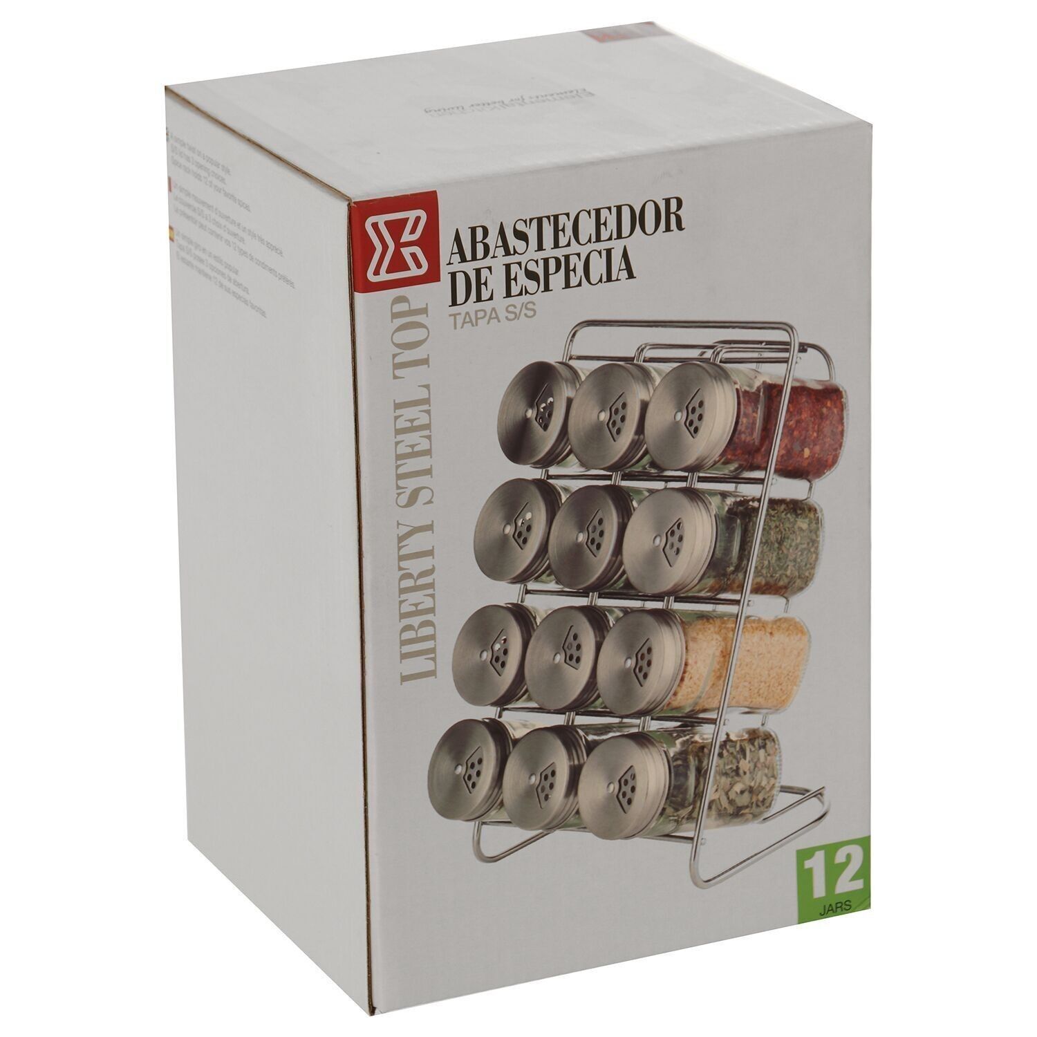 SET 12 ESPECIEROS CRISTAL C/TAPA ACERO INOX.C/SOPORTE METAL CUL82870