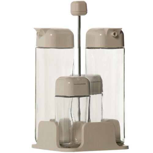 SET VINAGRERAS 4-P CRISTAL C/SOPORTE ACRÍLICO BLANCO CUL82866