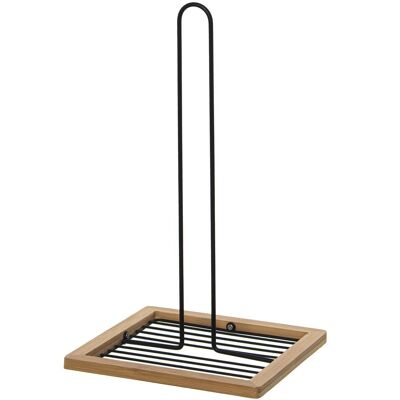 BLACK METAL ROLL HOLDER WITH WOODEN FRAME CUL82861