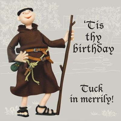 Tarjeta de cumpleaños histórica de Friar Tuck