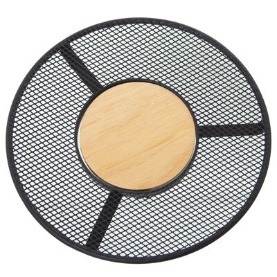 BLACK GRID METAL TABLETOP WITH WOODEN CENTER CUL82838