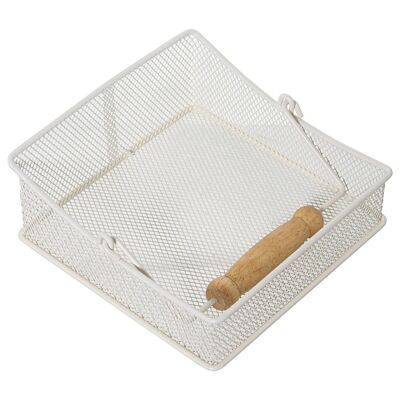 WHITE GRID METAL NAPKIN HOLDER WITH HANDLE CUL82834