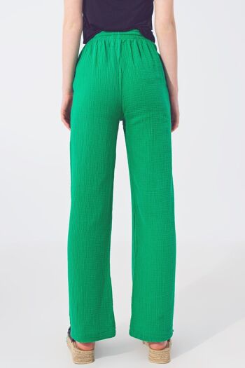 Pantalon ample texturé en vert 2