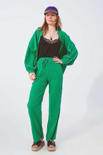 Pantalon ample texturé en vert 3