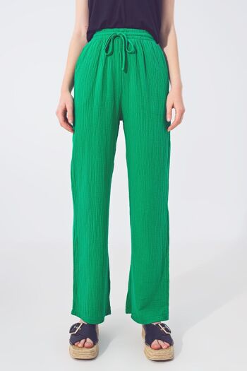 Pantalon ample texturé en vert 4
