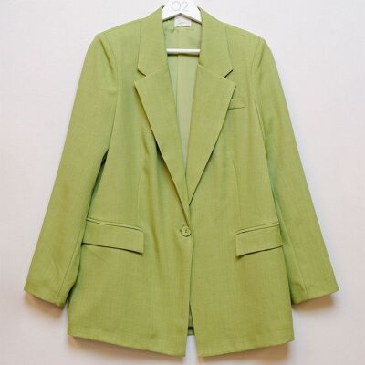 Textured Oversized Blazer in Green