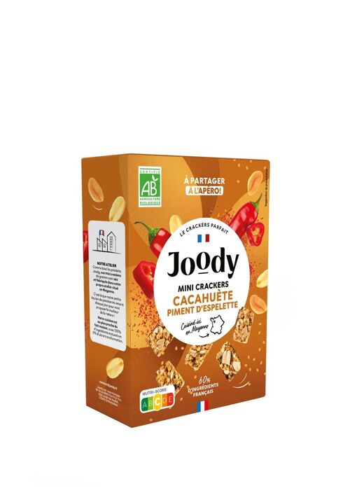 Crackers Cacahuète Piment d'Espelette - sans gluten, Bio (90g)