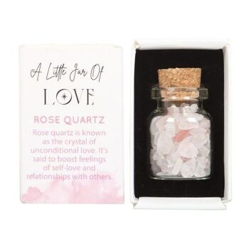 Pot d'amour en cristal de quartz rose dans une boîte d'allumettes 2