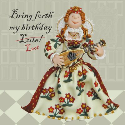 Birthday Lute historical birthday card