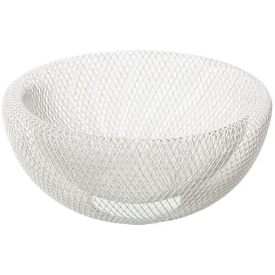 BOL À FRUITS ROND EN MÉTAL GRILLE BLANCHE CUL82826