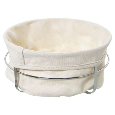 BREAD BASKET WITH CHROME METAL FABRIC FABRIC:95% COTTON+5% POLYESTER CUL82811