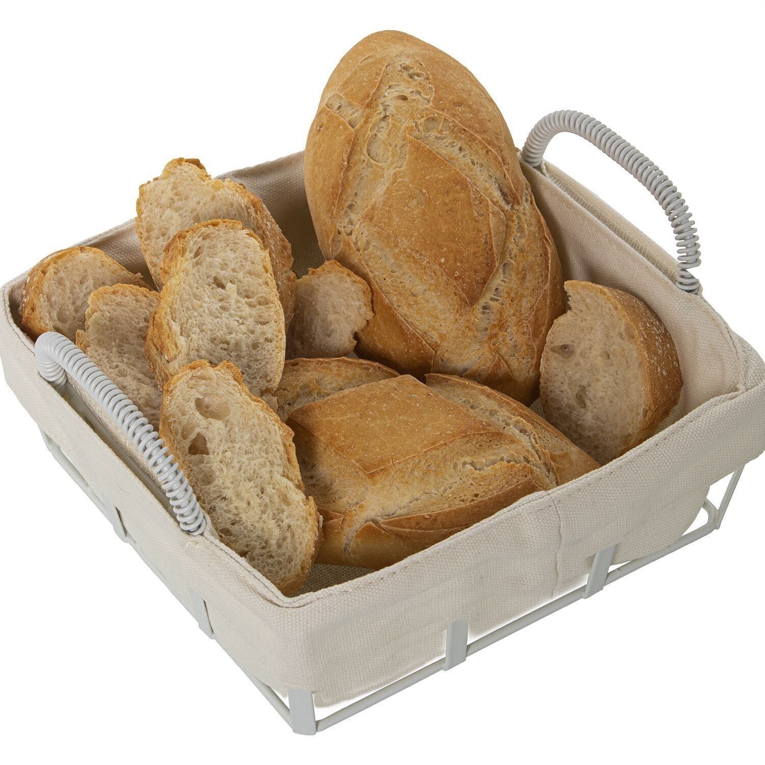 CESTA PAN C/TELA METAL BLANCO,TELA:95% ALGODÓN+5% POLIÉSTE CUL82809