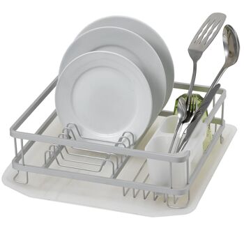 Égouttoir à vaisselle en aluminium avec porte-couverts et plateau CUL82049 2