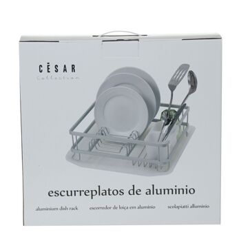 Égouttoir à vaisselle en aluminium avec porte-couverts et plateau CUL82049 3