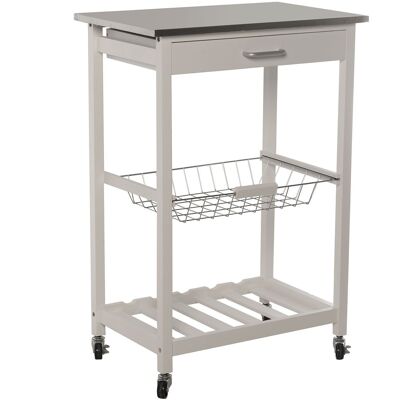 KITCHEN TROLLEY WITH DRAWER AND WHITE BALMADE-STAINLESS STEEL LID. CUL80799