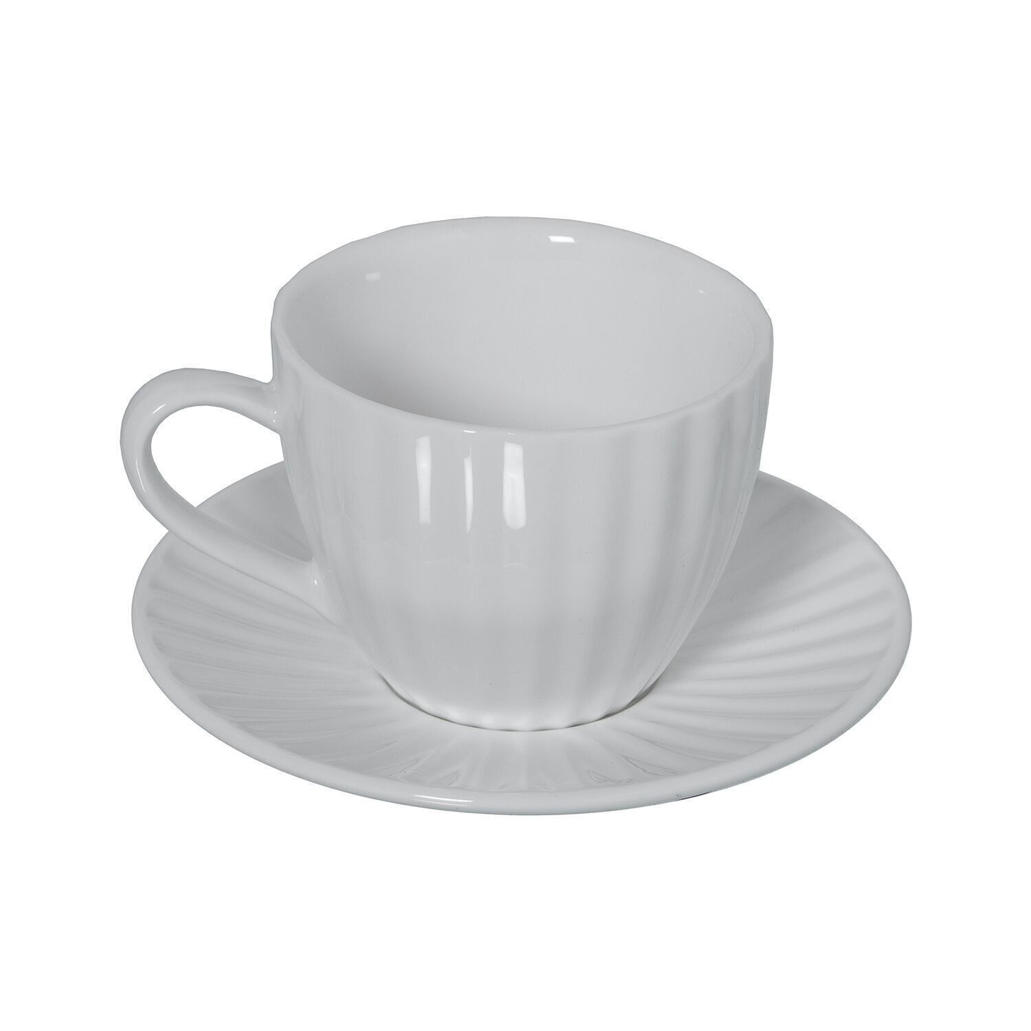 ENSEMBLE DE 6 TASSES À CAFÉ AVEC ASSIETTE EN PORCELAINE BLANCHE AVEC BOÎTE CADEAU CUL80558