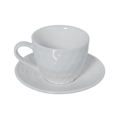 ENSEMBLE DE 6 TASSES À CAFÉ AVEC ASSIETTE EN PORCELAINE BLANCHE AVEC BOÎTE CADEAU CUL80556