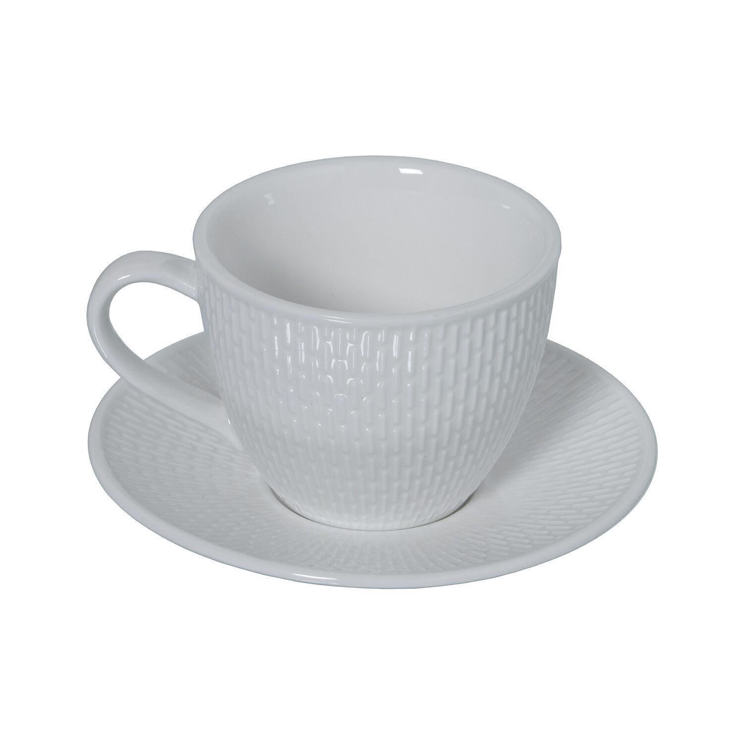 ENSEMBLE DE 6 TASSES À CAFÉ AVEC ASSIETTE EN PORCELAINE BLANCHE AVEC BOÎTE CADEAU CUL80554
