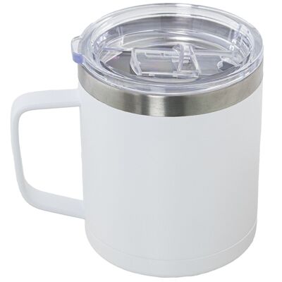 COFFEE MUG/TERSUM 350ML STAINLESS STEEL. WHITE W/ACRYLIC LID CUL80163