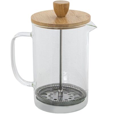 CAFETIÈRE À Plongeur VERRE 800ML, COUVERCLE BAMBOU, PRESSE INOX CUL80156