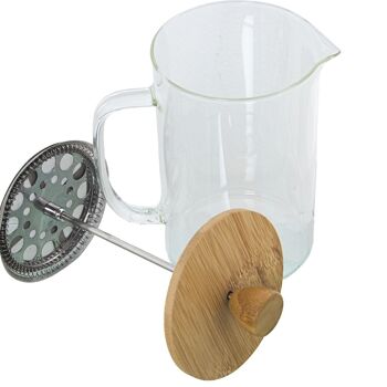 CAFETIÈRE À Plongeur VERRE 800ML, COUVERCLE BAMBOU, PRESSE INOX CUL80156 2