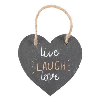 Live Laugh Love Coeur en ardoise suspendu