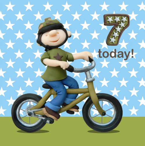 Boy age 7 - bicycle - child's age birthday card