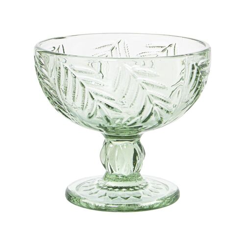 COPA HELADO CRISTAL VERDE DECO. HOJAS CUL15060